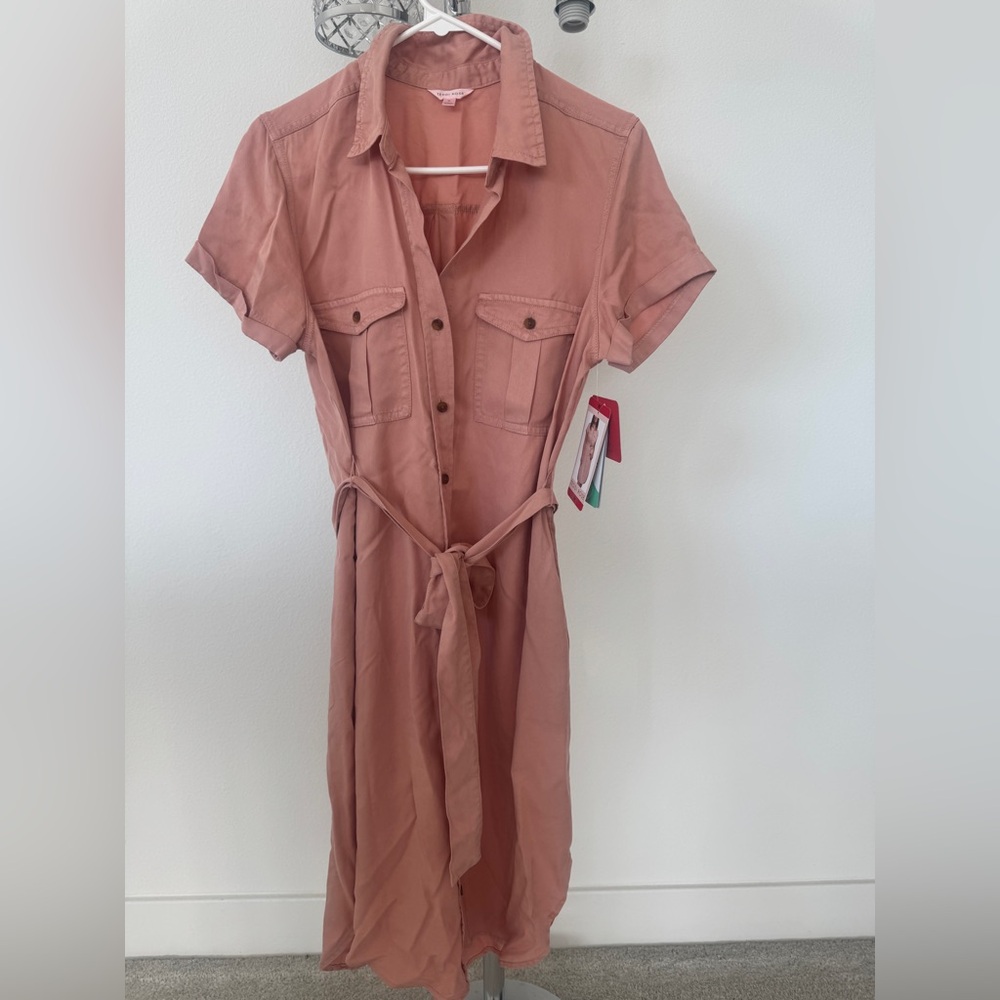 Teddy Rose Women's Button-Up Shirt Dress, Terracotta, Medium - NWT